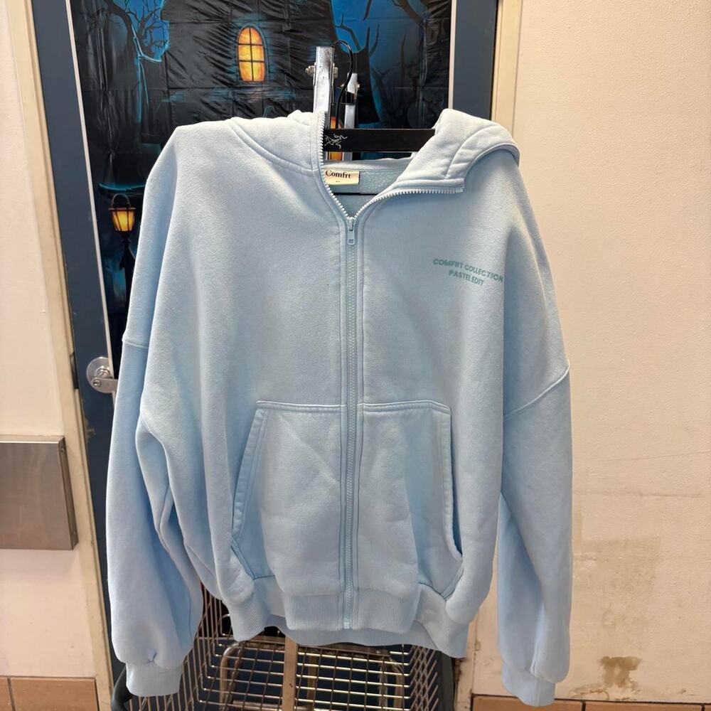 Light blue zip up hoodie